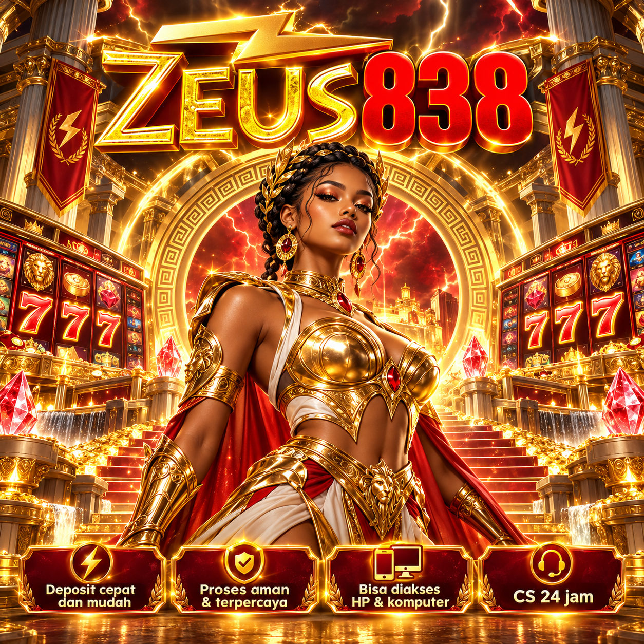 Ilustrasi tema mitologi dan hiburan digital ZEUS838